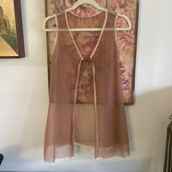 60s 70S VINTAGE VANITY FAIR BOHO FEMININE SHEER LACE TRIM LINGERIE CHEMISE TOP - Picture 9 of 15